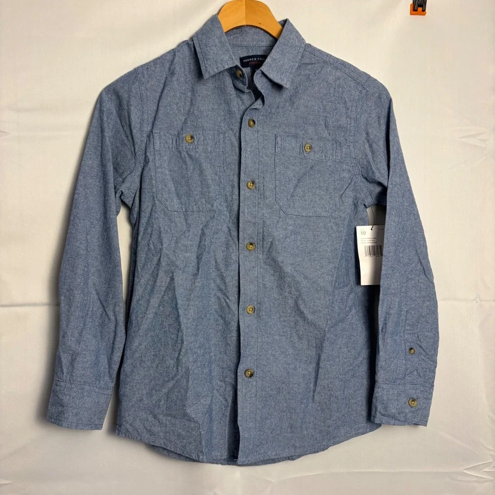 French Toast Boys LS Chambray Shirt Blue Button Down LE1642 N124 Size 10 NEW